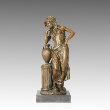 Classical Bronze Sculpture Figure Lady Decor Brass Statue TPE-034